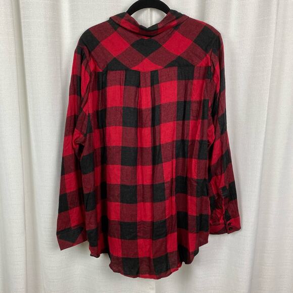 Torrid Red Plaid Brushed Rayon&Acrylic Button Up Shirt Sz.3 NWT - Picture 11 of 14